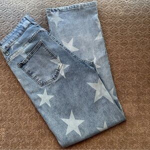 Stylish Star Print Wide Leg Jeans